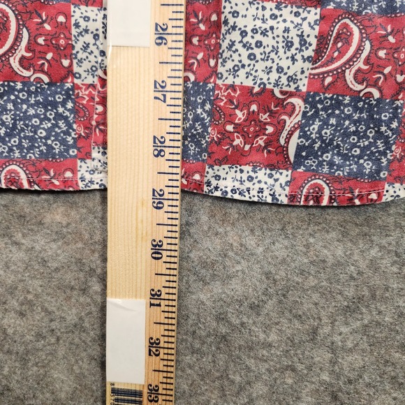 VTG Evergreen Shirtmakers Shirt Men L Red White‎ Blue Hipster Patriotic Paisley - Picture 5 of 12